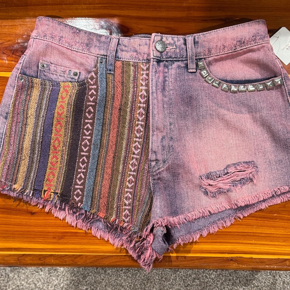BDG Pink Jean Shorts Distressed High-Waisted
